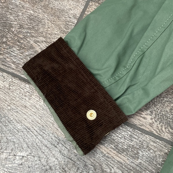 J Crew Classic Field Jacket Corduroy Trim Light Green Utility Coated Coat SMALL - Picture 7 of 11